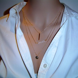 Personalized Layering Necklace Set / Customized Birthstone Necklace / Gold Disc Necklace / Delicate Gold Necklaces w/ Initial