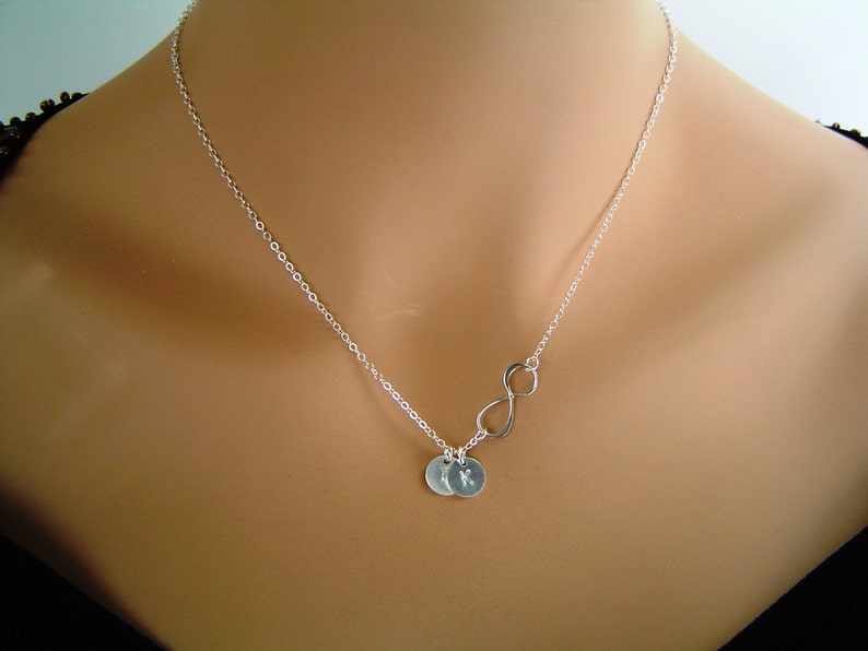 Initial Infinity Necklace,1 2 3 4 5 Discs Initial Necklace, Sterling Silver Personalized, Monogrammed Jewelry image 2