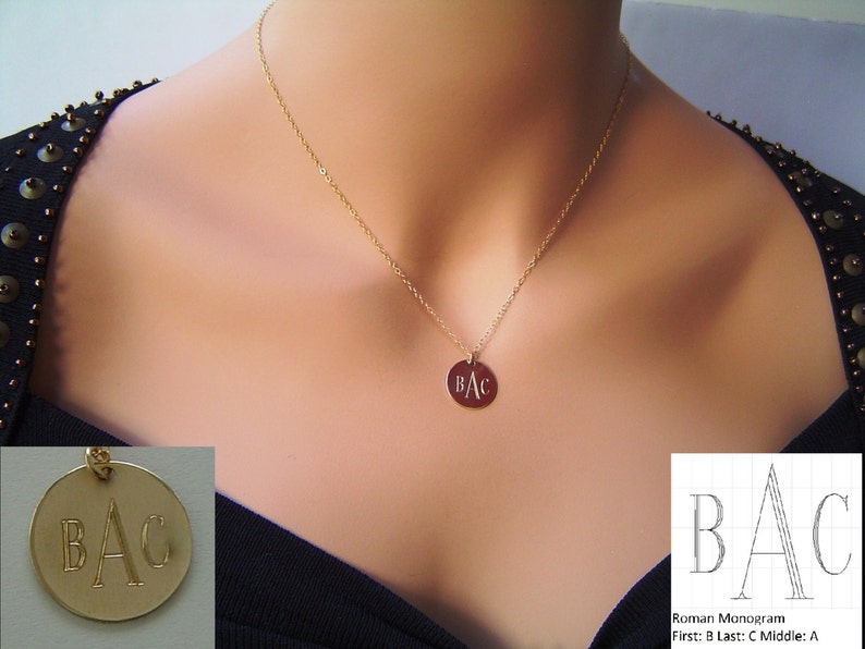 14k Gold Fill Gold Disc Necklace,Large Disc Necklace,Monogram Necklace,Circle Initial Necklace Sterling Silver Name Disc Necklace