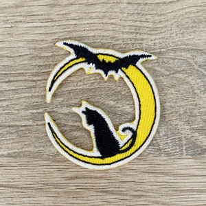 Black cat in moon  Iron On Patch Moon Patches, Cartoon patches iron on ,Embroidered Patch Iron, Patches For Jacket ,Logo Back Patch,