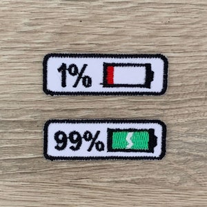 2pc Battery Iron On Patch Battery Patches, Cartoon patches iron on ,Embroidered Patch Iron, Patches For Jacket ,Logo Back Patch,
