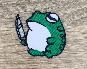 Frog killer Iron On Patch  Frog Patches, Frog patches iron on ,Embroidered Patch Iron, Patches For Jacket ,Logo Back Patch,