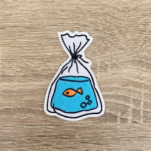 Peixe dourado em saco de ferro em remendo Peixinho dourado em remendos de saco, remendos de desenho animado para passar, remendo de ferro bordado, remendos para jaqueta, remendo traseiro de logotipo,