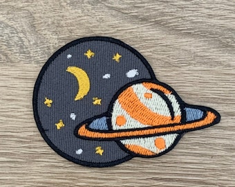 Space Planet Embroidered Iron On Patch, Galaxy Jacket Applique