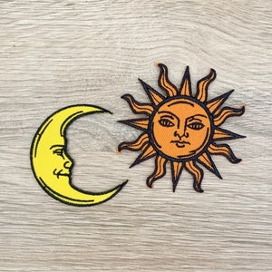 Sun and moon Iron On Patch Sun and moon Patches, Cartoon patches iron on ,Embroidered Patch Iron, Patches For Jacket ,Logo Back Patch,