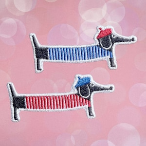 2 PCS Hotdog Dog Dachshund Iron On Patch  Dog Patches, patches iron on ,Embroidered Patch Iron, Patches For Jacket ,Logo Back Patch,
