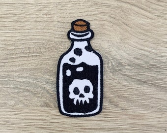 Patch fer à repasser empoisonné, écussons pour bouteille de poison, écussons de dessin animé, fer à repasser brodé, écussons pour veste, écusson logo dans le dos,
