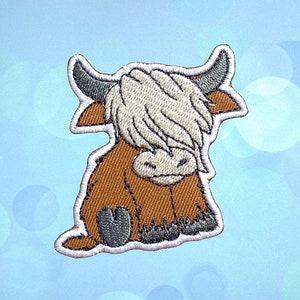 Highland Kuh Aufbügler Highland Kuh Aufbügler, Kuh Aufbügler Aufbügler, gestickte Aufbügler Aufbügler, Patches für Jacke, Logo zurück Aufnäher,