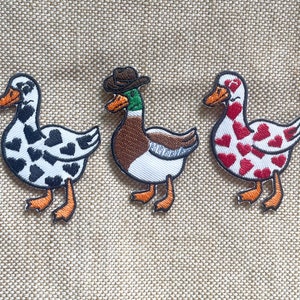 Duck heart  Iron On Patch  Duck Patches, Duck patches iron on ,Embroidered Patch Iron, Patches For Jacket ,Logo Back Patch,