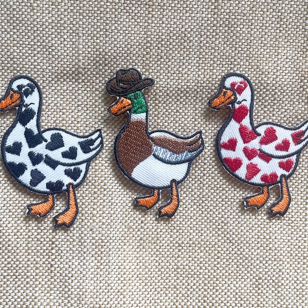 Duck heart  Iron On Patch  Duck Patches, Duck patches iron on ,Embroidered Patch Iron, Patches For Jacket ,Logo Back Patch,