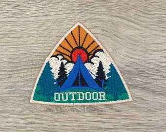 Parche termoadhesivo de camping Ver parches, parches de dibujos animados para planchar, parche bordado para planchar, parches para chaqueta, parche con logotipo en la espalda,