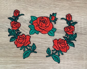 Set of 3 pc Roses Iron On Patch Rose patches, Flower patches iron on Embroidered Patch Iron Patches For Jacket ,Logo Back Patch Travel patch