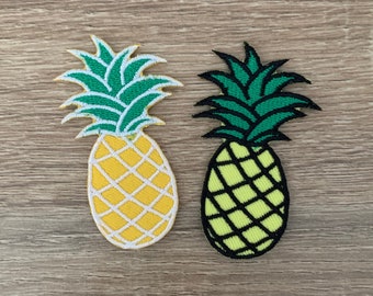Parche termoadhesivo de piña, aplique bordado (2 piezas)