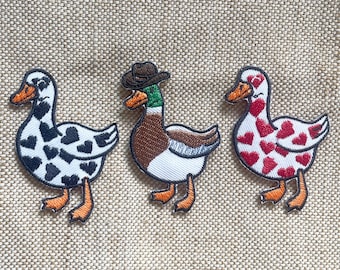 Duck heart  Iron On Patch  Duck Patches, Duck patches iron on ,Embroidered Patch Iron, Patches For Jacket ,Logo Back Patch,