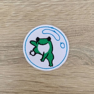 Frog in bubble Iron On Patch Frog Patches, Cartoon patches iron on ,Embroidered Patch Iron, Patches For Jacket ,Logo Back Patch,