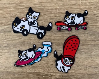 Cute cat Iron On Patch  Cat Patches, patches iron on ,Embroidered Patch Iron, Patches For Jacket ,Logo Back Patch,