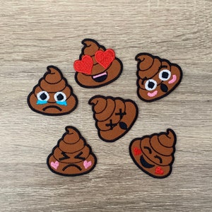 Zestaw 6 naszywek Poop Iron On Patches, naszywki z motywem kreskówkowym do prasowania, haftowane naszywki do prasowania, naszywki na kurtkę, naszywka z logo na plecach,