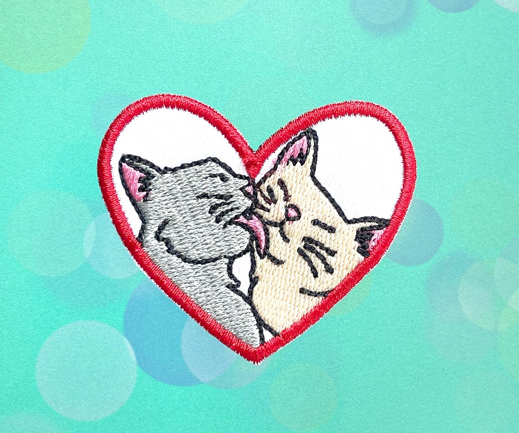 Cat with love Iron On Patch Heart Patches, Cartoon patches iron on ,Embroidered Patch Iron, Patches For Jacket ,Logo Back Patch,