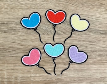 Parche termoadhesivo de corazón de globo Parches de corazón de globo, parches de Disney para planchar, parche bordado para planchar, parches para chaqueta, parche con logotipo en la espalda,