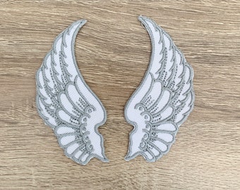Angel Wings Embroidered Iron On Patches, Cartoon Applique (2pc)