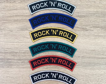 Rock n Roll Embroidered Patch, Iron On Applique (4.25" x 1")