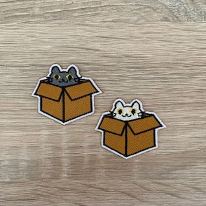 Cat in box Iron On Patch Cat Patches, Cartoon patches iron on ,Embroidered Patch Iron, Patches For Jacket ,Logo Back Patch,
