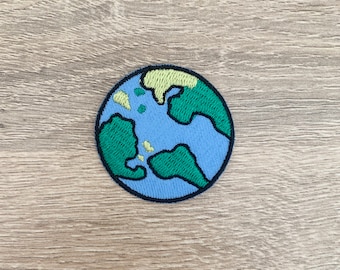 Patch bordado de ferro com desenho de planeta da Terra (4,4 cm x 4,4 cm)