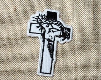 Parche de cruz para planchar, parches de Jesús, parches de luna para planchar, parche bordado para planchar, parches para chaqueta, parche con logotipo en la espalda,
