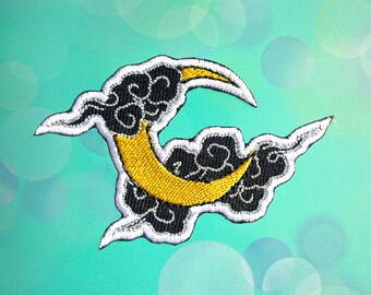 Cloud with moon  Iron On Patch  moon Patches, Cartoon patches iron on ,Embroidered Patch Iron, Patches For Jacket ,Logo Back Patch,
