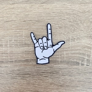 Ik hou van je Iron On Patch Love finger Patches, Cartoon patches ijzer op, geborduurde Patch Iron, Patches voor Jas, Logo Back Patch,