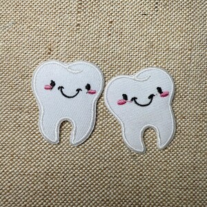 2 pc tooth Iron On Patch Pow Patches, Cartoon patches iron on ,Embroidered Patch Iron, Patches For Jacket ,Logo Back Patch,