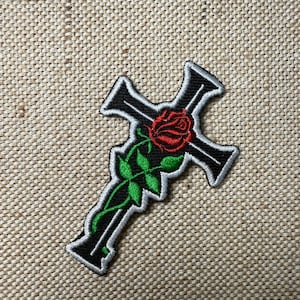 Rose Christian Cross  Iron On Patch  Frog Patches, Frog patches iron on ,Embroidered Patch Iron, Patches For Jacket ,Logo Back Patch,