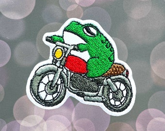 Frosch Biker Bügelbild Frosch Patches, Frosch Patches zum Aufbügeln, gestickt Patch Eisen, Patches für Jacke, Logo zurück Patch,