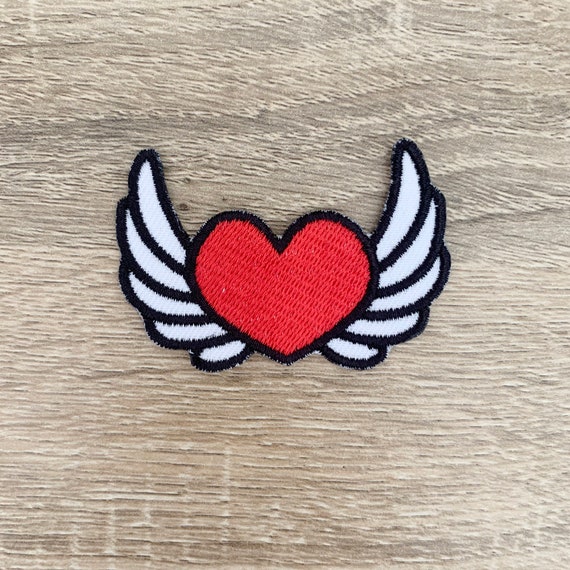Heart wings Iron On Patch Heart Patches, Cartoon patches iron on  ,Embroidered Patch Iron, Patches For Jacket ,Logo Back Patch