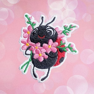 Ladybug with flowers Iron On Patch  Ladybug  Patches, patches iron on ,Embroidered Patch Iron, Patches For Jacket ,Logo Back Patch,