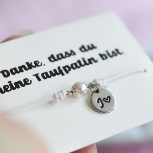 Taufpatin Armband Geschenk für Patentante zur Taufe mit Gravur Patenkind Patengeschenk mit Buchstabe personalisiert mit Karte und Säckchen Bild 10