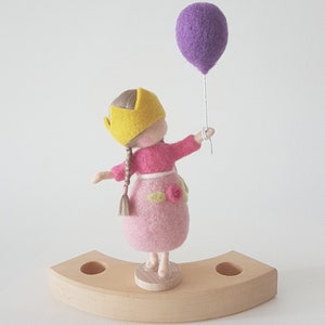 Felt birthday child with balloon gift felt doll table decoration for candle wreath or birthday table Waldorf inspired