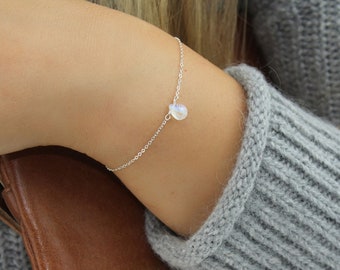 Dainty Moonstone Bracelet, 14k Gold Filled or Sterling Silver