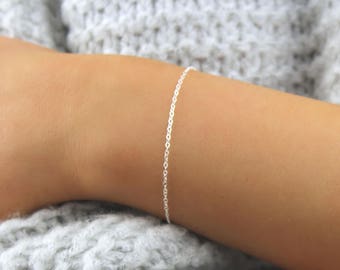 Thin Sterling Silver Bracelet. Minimalist Everyday Bracelet. Simple Delicate Bridesmaid Gift. Dainty Gold Filled Bracelet. Layering Bracelet