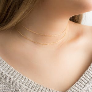 Dainty Choker Necklace. Gold Layering Necklace. Simple necklace. Thin Necklace. Delicate Gold Choker. Silver Necklace. Multi Layer Necklace.
