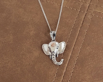 Boho Halskette. Elefant-Halskette. Silber Boho Schmuck. Rose Gold Halskette. Elefant Schmuck. Silber Halskette. Boho Anhänger Halskette.