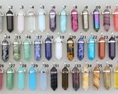 Healing Crystal Pendant. Silver Crystal Pendant. Gemstone Pendant. Stone Pendant. Crystal Point Pendant. Boho Hippie Crystal Point Pendant