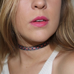 Ribbon Choker Necklace. Bohemian Choker. Jacquard Ribbon Choker. Hippie Choker 90's Grunge Choker Soft Grunge Ribbon Choker Ribbon Necklace image 2