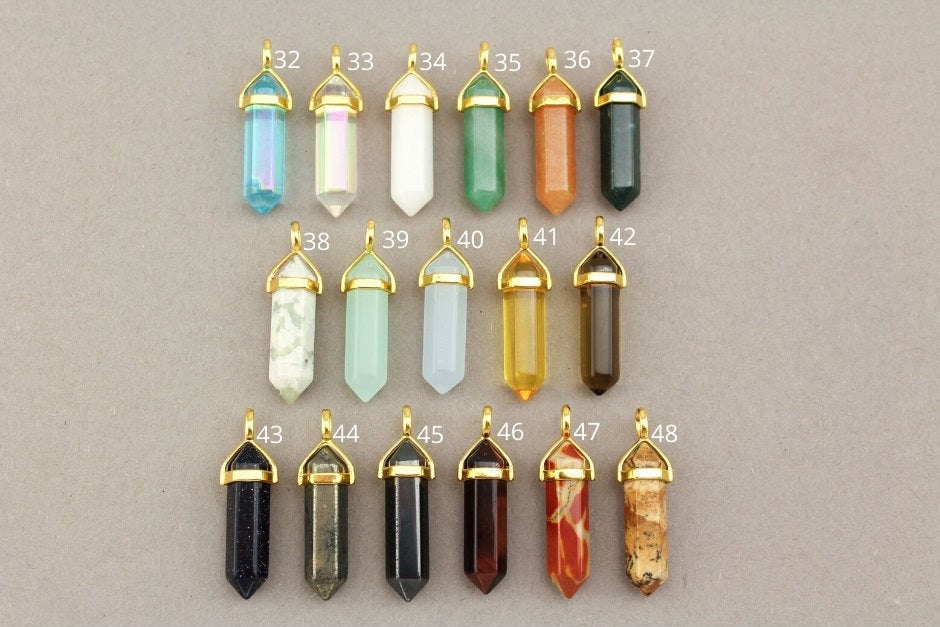 Healing Crystal Pendant. Gold Crystal Pendant. Gemstone Etsy