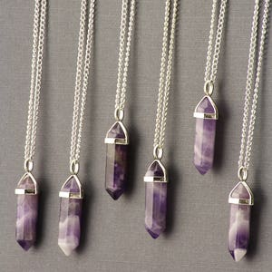 Amethyst Healing Crystals and Stones Necklace. Purple Stone Jewelry. Amethyst Point Gemstone. Healing Jewelry. Amethyst Pendant Silver. image 7