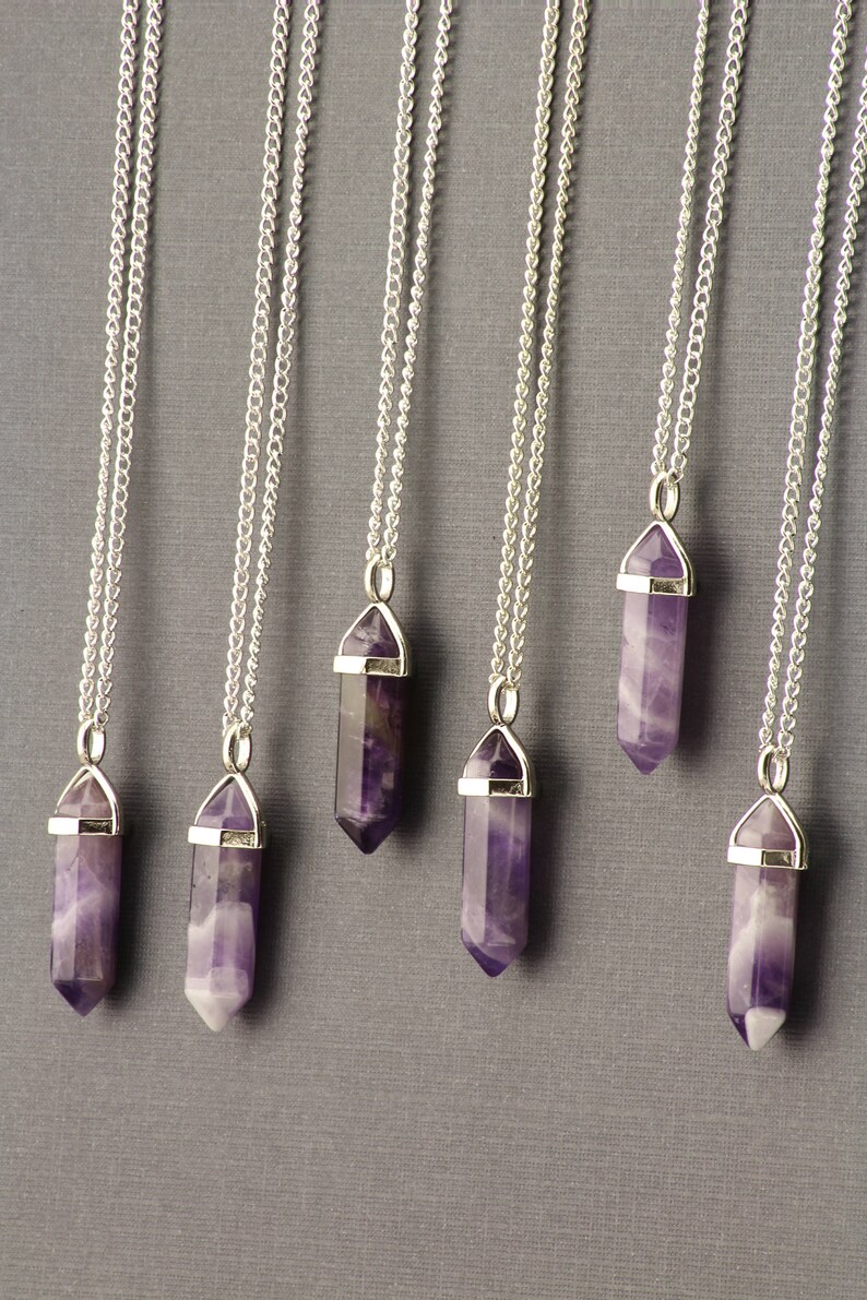 Amethyst Healing Crystals and Stones Necklace. Purple Stone Jewelry. Amethyst Point Gemstone. Healing Jewelry. Amethyst Pendant Silver. image 7