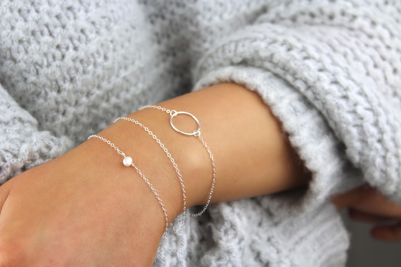 Thin Sterling Silver Bracelet. Minimalist Everyday Bracelet. Etsy