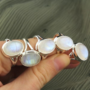 Silver Moonstone Ring. Rainbow Moonstone Ring Sterling Silver. Simple ...