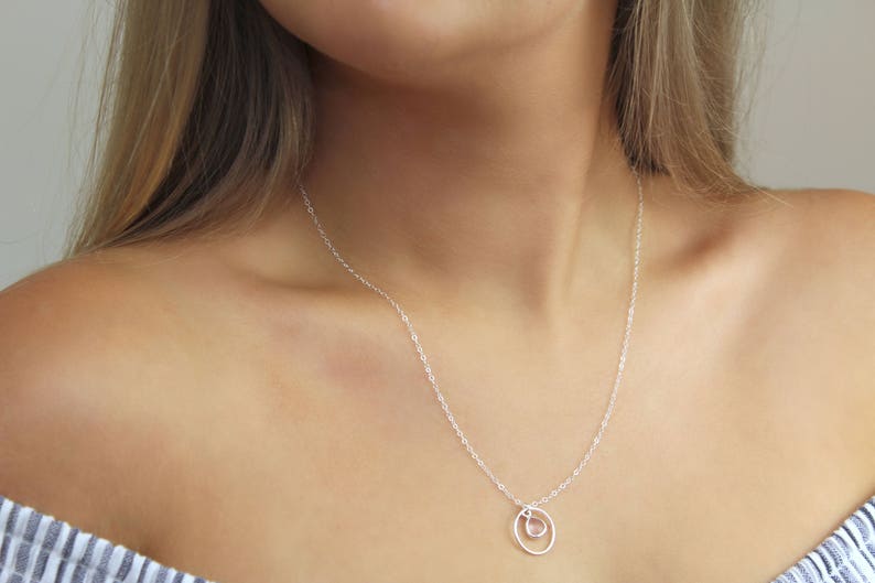 Sterling Silver Necklace. Pink Chalcedony Necklace. Gift for Etsy