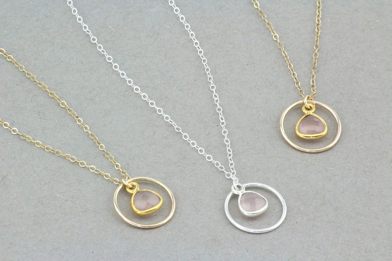 Sterling Silver Necklace. Pink Chalcedony Necklace. Gift for Etsy
